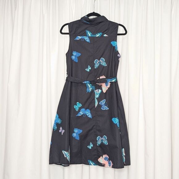 Tucker Sleeveless Sarah Shirtdress Black Fluttering Butterflies Print - Picture 6 of 8